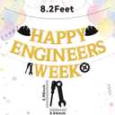 Happy Engineers Week Banner - Engineer Week Sign, Civil Engineer, Chemical Engineer, Engineer appreciation Party Decoration Gold Glitter