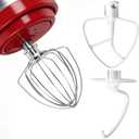 3-Piece Kit Stand Mixer Attachments Set for KitchenAid, Reinforced Stainless Steel Wire Whip & Upgraded Coated Flat Blade Paddle & Dough Hook, Fit for Kitchenaid 4.5-5QT Tilt-Head Stand Mixers
