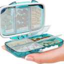 Travel Pill Organizer  Compact Medicine Kit for Purse, Portable Pharmacy Pill Box with Labels, Moisture-Proof Vitamin & Supplement Holder with 7 Secure Compartments for Home & Travel (Green)