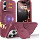 TOCOL for iPhone 16 Pro Max Case with Slide Camera Cover, Kickstand and Camera Control Button, Fit for MagSafe, Rugged Solid Phone Case, NonSlip, Drop Protection, Wine