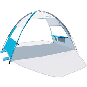 OutdoorMaster Beach Tent Sun Shelter with 2 Ventilated Doors, UPF50+ Easy Setup Beach Tent Canopy for 3 Person, Lightweight & Portable Family Beach Umbrellas for Sand with Carrying Bag -Ocracoke Coast