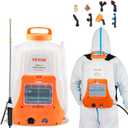 VEVOR Battery Powered Backpack Sprayer, 0-90 PSI Adjustable Pressure, 4 Gallon Tank, Back Pack Sprayer with 8 Nozzles and 2 Wands, 12V 8Ah Battery, Wide Mouth Lid for Weeding, Spraying, Cleaning