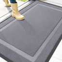 OLANLY Front Door Mat Indoor Outdoor Entrance, Waterproof All-Season, All-Weather Doormat, Sturdy Natural Rubber, Low Profile, Easy Clean Patio Porch Entryway Mat, 47x32, Classic Gray