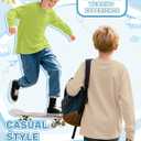 3 Pack Boys Waffle Long Sleeve T-Shirts 5-14 Years Kids Thermal Crew Neck Tops Youth Fall Warm Shirts Basic Tees (7-8 Years, Khaki, Blue Green, Fluorescent Green)