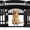 Simple Deluxe 24" 6-Panel Dog Playpen, Durable Pet Playpen with Secure Locking Door for Puppies & Small/Medium Dogs, Portable & Foldable Pet Fence, Black