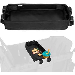 Double Sided Stroller Tray Fits for Wonderfold Wagon- Kids Snacks & Activities - Faux Leather Sides for Eating - 4 Cup Holders-W4 accessories, Easy to Use and Clean, Play On the Go (W4 Series)