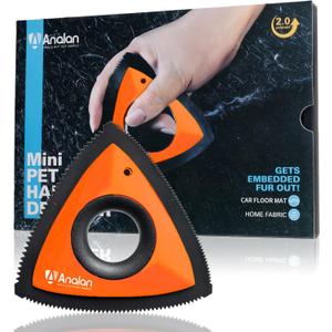 Analan Mini Pet Hair Remover for Car Detailing Supplies, Carpet Dog Hair Remover for Car Interior, Triangle Dog Hair Remover for Auto Detailing, Couch, Furniture, Lint, Carpet(Orange)