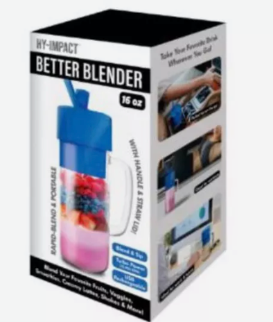 Hy-Impact Better Blender 16 Oz Cordless USB Rechargeable Turbo Power