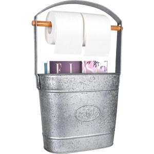 Autumn Alley Farmhouse Toilet Paper Holder - Free Standing With Reserve Storage for Mega Rolls, Magazines - Bathroom Accessories, Galvanized Decor