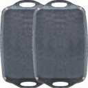 Extra Large Serving Tray with Handles, 19 x12 inch, Set of 2, Melamine Platters for Serving Food, Turkey, Cookie, Farmhouse Rectangular Brekfast Tray, Dishwasher Safe, Gray