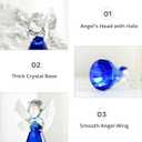 HDCRYSTALGIFTS 3.5'' Blue Crystal Guardian Angel Figurine,Glass Christmas Angel Ornaments Statue Gifts for Women, Art Collectible Figurines for Home Decor