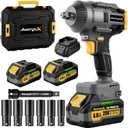 1500Nm 1/2" Cordless Impact Wrench, 20V 2026 Upgraded Brushless Impact Gun with 2 x 4.0Ah Battery, 1107ft-lbs High Torque Pistola De Impacto w/ 6 Socket, Electric Taladros for Truck/Car/Mower