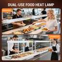 48-Inch Food Heat Lamp, 1350W Commercial Food Warmer Electric Strip Heater Overhead Stainless Steel Catering Heating Lamp for Buffet Restaurant Parties Kitchen, Silver 115V