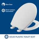 Mayfair Caswell Modern Slow Close Toilet Seat, Durable Plastic Seat, Made in USA, Round, White
