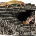 Reptile Hide, Great for Geckos, Snakes, Bearded Dragons & Lizards. with Steps for Reptile Rock Climbing, It Doubles as Aquarium Rock Cave Corner Reptile Cave for Climbing Hiding. (Stone, A-XLarge)
