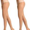 DancMolly Sheer to Waist Control Top Pantyhose, 2 Pairs Women's Tights T-Crotch, Everyday Office Wear, Medias de Mujer (XL)