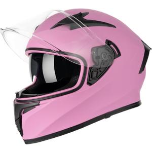 CUTEY Full Face Motorcycle Helmet - DOT Certified, Lightweight, Dual Visor, Ventilated - for Adults Men & Women (Pink, XL)
