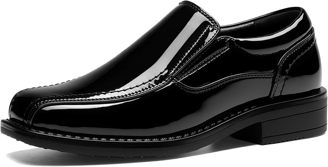 Bruno Marc Boy's Dress Shoes Slip-On Loafer Wedding Shoes, Size 4 Big Kid, Black-Pat