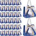 DGDUBRB 30 Pack Gift Bags with Handles, Small Thank You Party Favor Bags with Bow Birthday Gift Bags, Present Bags for Wedding Party Mothers Day(Vintage Blue)