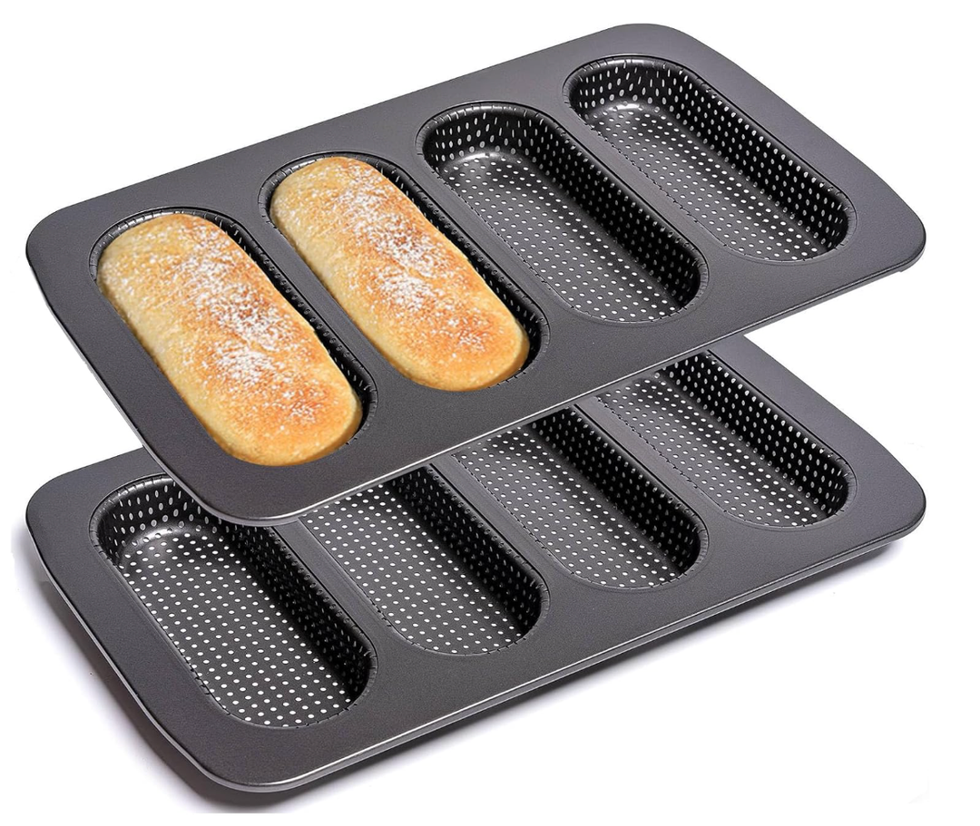 Hamburger Bun Pan,8 Cavities Silicone Hamburger Buns Mold,Non Stick Baking Pan for Making Hamburger,Bread Pans for Homemade Bread,Perforated Bakery Molds for Buns,Microwave Oven Refrigerator Safe