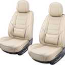 Front Seat Covers for Cars Breathable Leather Seat Covers Waterproof Seat Protectors Universal Fit for Most Automotive Cars SUV Trucks Van (Beige, Front Pair)