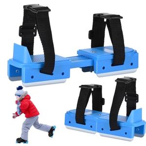 Toddler Ice Skates, Adjustable Double Blade Skates with Hook & Loop Straps for Kids Beginners, Convertible 2-in-1 Double & Single Runner for Winter Training Shoes (Blue)