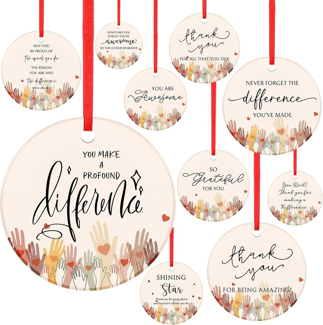 Nuogo 40 Pcs Volunteer Appreciation Gifts Thank You Gifts for Social Worker 10 Styles Volunteers Ceramic Hanging Ornaments for Teacher Staff Nurses Employees