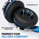 AILIHEN C8 Kids Headphones Wired, On-Ear Headphones with Microphone and Volume Control Foldable Corded Stereo 3.5mm Headset for School Teens Smartphones Chromebook Laptop Tablets Travel (Black Blue)
