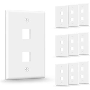 VCE 2 Port Keystone Wall Plate UL Listed (10-Pack), Single Gang Wall Plates for RJ45 Keystone Jack and Modular Inserts, White