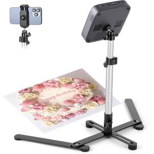 Overhead Tripod for Mini Projector, 360° Adjustable Overhead Phone Mount, Tabletop Tripod for Cookie Decorating Online Video and Draw Recording, Compatible with Phones, Webcam, and Mini Cameras