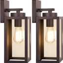 BesLowe Outdoor Wall Light Fixtures, Exterior Waterproof Wall Lanterns, Brown Porch Sconces Lighting with E26 Sockets, Modern Outside Lights for House Patio Front Door Entryway, 2-Pack