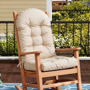 Patio Chair Cushion, Rocking Chair CushionOverstuffed Seat Back Cushion Pad for Outdoor Indoor,Waterproof and Fade-Resistant Patio Chair Cushions with Ties, Blue (Beige)