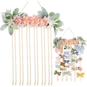 POVETIRE Bow Holder for Girls Hair Bows, Clips Hanging Organizer Baby Headband Storage Hair Accessory Display for Wall Room Baby Nursery Decors (Flower)