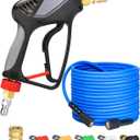 TOOLCY Pressure Washer Gun and Hose Kit, 50ft Kink Resistant Power Washer Hose and Gun with 5 Nozzle, 3/8" Swivel Quick Connector & M22-14mm Plug, Compatible with Simpson, Craftsman, Ryobi
