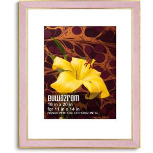 Suede 16x20 Frame - Single Frame, Christmas Elegant Pink 16 x 20 Poster Frame with Mat for 11x14, 16x20 Picture Frames for Artwork, Puzzles, Photos and Movie Posters