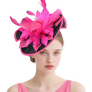 Top Flower Fascinator Derby Tea Party Church Hat for Women Ladies (Hotpink3)