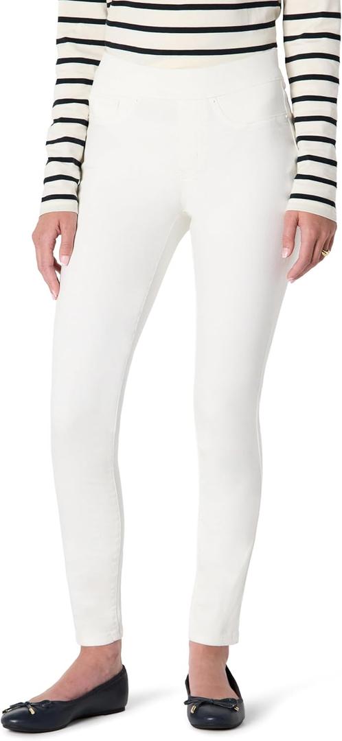 Amazon Essentials Women's Stretch Denim Mid-Rise Pull-On Skinny Jegging (18, White)