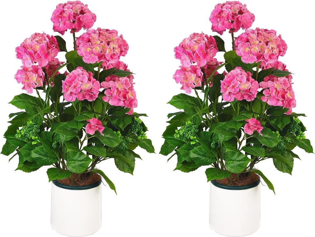 Artificial Trees for Home Decor-3FT Artificial Hydrangea Indoor with Pot - tall artificial plants UV Resistant for Indoor Outdoor Front Porch