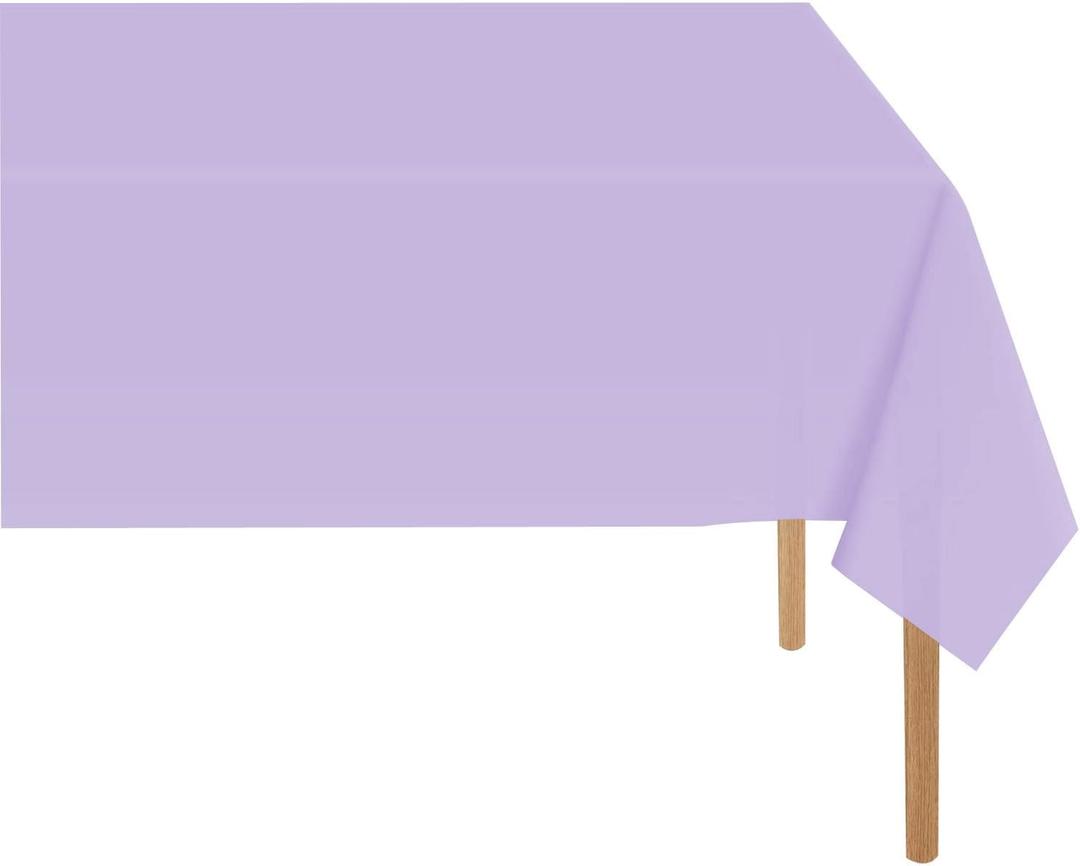 Light Purple Plastic and Lime Green Tablecloth (3 Counts, 2 Pack)