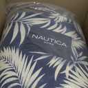 Nautica - King Comforter Set, Reversible Cotton Bedding with Matching Shams, Medium-Weight, Oeko-Tex Certified (Marina Leaf Navy/White)