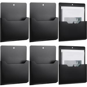 Qunclay 6 Pack Magnetic File Holder Magnetic Paper Holder Fridge Magnet Organizer Letter Size Fridge Pockets Storage Mail Planner Wall File Organizer for Refrigerator Locker Whiteboard (Large)