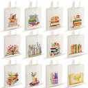 Shinylin 12 Pcs Books with Flowers Canvas Tote Bags Bulk Book Lovers Tote Bag Book Club Gift Totes for Birthday Party Teacher Mother's Day Women Gift