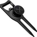 Blue Tees Golf 6-in-1 Premium Divot Tool & Ball Marker - Bottle Opener - Club Tee - Groove Cleaner - Putting Alignment - Designed to Be the Ultimate Tool for the Green - Black