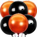 Katchon, Huge, Metallic Orange and Black 4D Foil Balloons - 22 Inch, pack of 6 | Halloween Decorations Indoor with Halloween Balloons | Fall Decorations For Home, Thanksgiving decorations Indoor