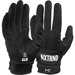 Nxtrnd G3 Pro Padded Football Gloves, Sticky Padded Receiver & Lineman Gloves (Black, Large)