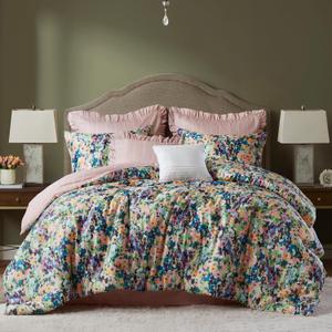 Madison Park King Comforter Set Cotton, Microfiber Reverse, Floral Reversible Comforters King Size Bed, All Season Bedding Comforter, Shams, Pillows, Ophelia, King Multi 8 Piece