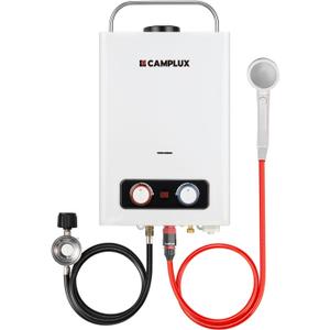 Tankless Water Heater, Camplux 1.58GPM Outdoor Propane Gas Water Heater with Portable Handle, White, 6L