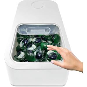 TidyFriend Laundry Pods Container with Slide Lid, 15" x 8.7" x 4.5", Airtight Storage Keeps Pods Fresh, Holds 910 lbs or 100130 Pods, Laundry Detergent Container & Dishwasher Pod Holder (White)