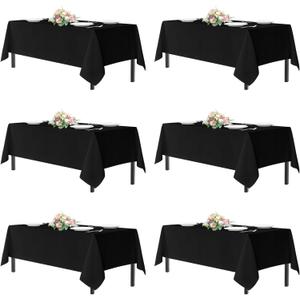 sancua Black Tablecloths for 6 Foot Rectangle Tables, 6 Pack - 60x102 Inch - Washable Fabric Cloth Table Cloth for Wedding Party, Birthday, Banquet Reception, Reusable Polyester Table Covers