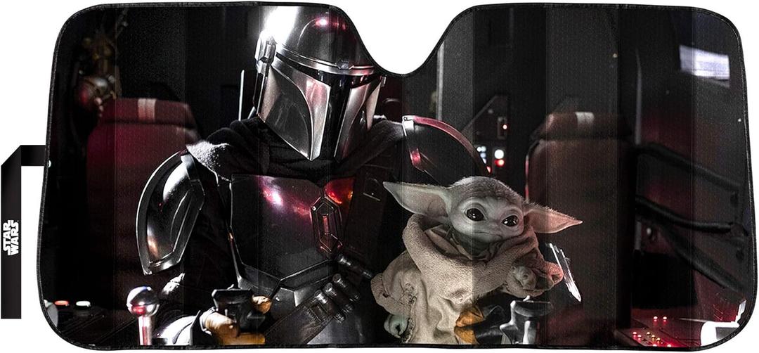 Plasticolor 003952R01 Star Wars Mandalorian Baby Yoda The Child Accordion Style Front Windshield Sunshade